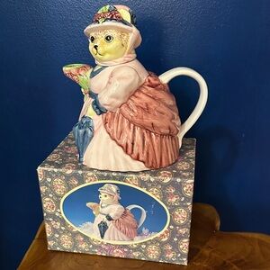 Vintage Windsor Collection Ceramic Cat Kitty Teapot 8”